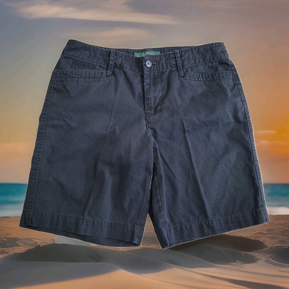 RLR Lauren Jeans Co. Ralph Lauren Shorts Womens 4 Black Chino Bermuda Preppy